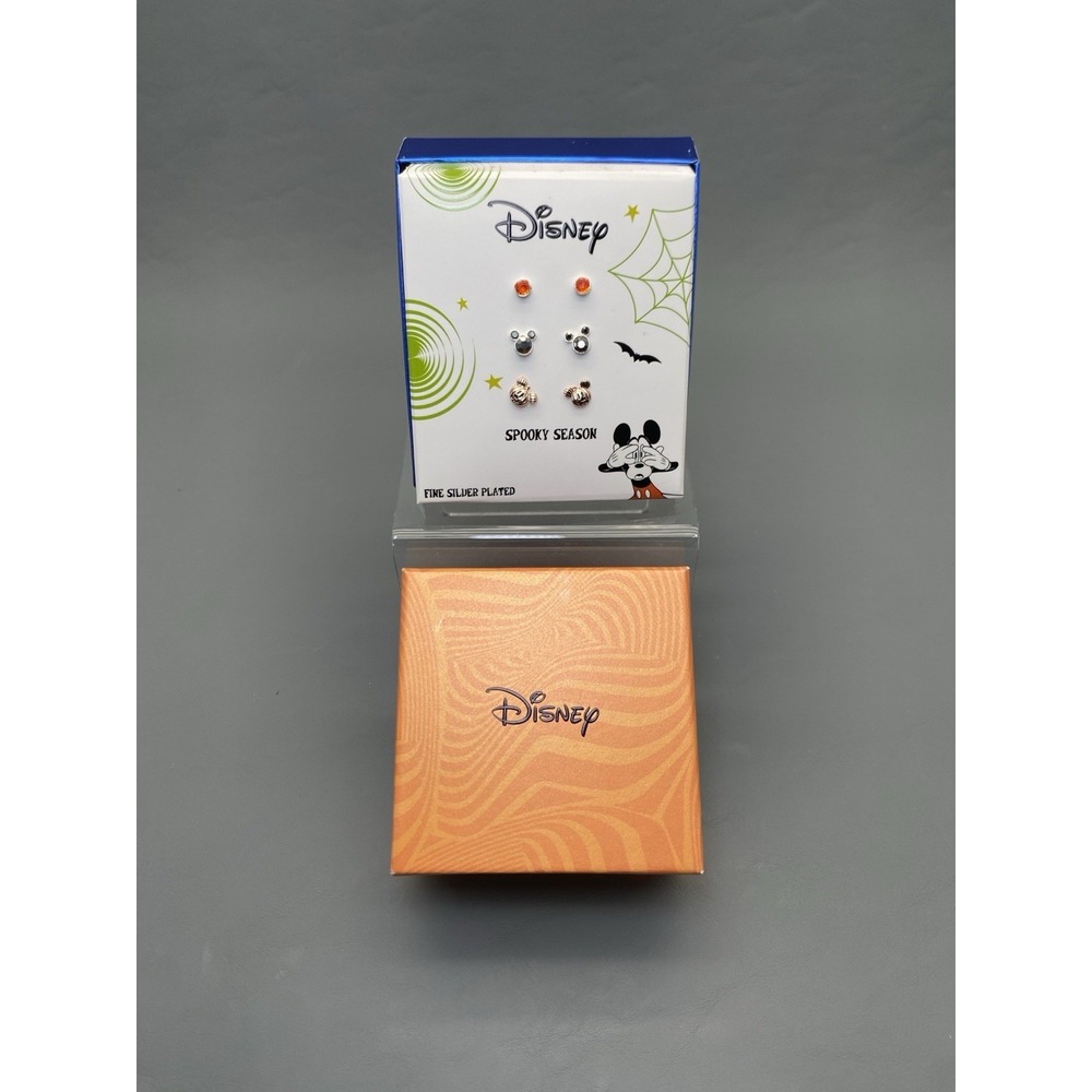 Disney Halloween Stud Earrings Set Used 3 Pair Pumpkins Mickey Orange